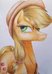 Size: 1110x1585 | Tagged: safe, artist:iseppe, applejack, earth pony, pony, g4, female, solo, traditional art