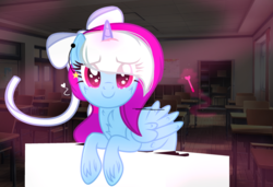 Size: 1024x700 | Tagged: safe, artist:emmazdogside, oc, oc only, oc:cosmo star, alicorn, pony, doki doki literature club!, error, fourth wall, glitch, solo, spoilers for another series, starry eyes, wingding eyes