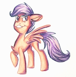 Size: 2703x2716 | Tagged: safe, scootaloo, pony, g4, blank flank, colored pencil drawing, female, high res, solo, traditional art