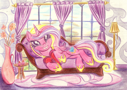 Size: 1700x1204 | Tagged: safe, artist:pedrohander, princess cadance, alicorn, pony, g4, draw me like one of your french girls, female, heart, solo, traditional art
