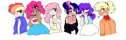 Size: 1916x612 | Tagged: safe, artist:tehgamingcherryyt, applejack, fluttershy, pinkie pie, rainbow dash, rarity, twilight sparkle, human, g4, halfbody, mane six, ms paint