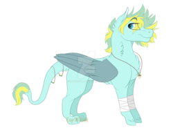 Size: 1600x1200 | Tagged: safe, artist:detoxx-retoxx, oc, oc only, oc:tidal crash, chest fluff, interspecies offspring, leonine tail, magical gay spawn, next generation, offspring, parent:gallus, parent:sandbar, parents:gallbar, simple background, solo, transparent background, watermark