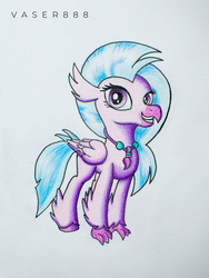 Size: 600x800 | Tagged: safe, artist:vaser888, silverstream, classical hippogriff, hippogriff, g4, school daze, female, solo, traditional art