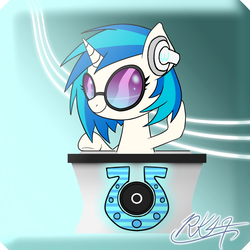 Size: 2000x2000 | Tagged: safe, artist:phoenixrk49, dj pon-3, vinyl scratch, pony, unicorn, g4, female, glasses, headphones, high res, looking at you, mare, solo