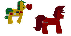 Size: 1126x576 | Tagged: safe, artist:jerkface, oc, oc only, oc:blocky bits, oc:mars miner, animated, duo, female, floating, heart, in love, lego, male, mare, oc x oc, shipping, simple background, stallion, standing, white background