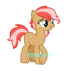 Size: 1750x1750 | Tagged: safe, artist:crayoncreates, oc, oc only, earth pony, pony, adoptable, base used, blank flank, female, freckles, mare, offspring, parent:applejack, parent:trenderhoof, parents:trenderjack, simple background, solo, watermark, white background