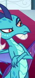 Size: 208x466 | Tagged: safe, screencap, princess ember, dragon, g4, school daze, cropped, crossed arms, displeased, raised eyebrow