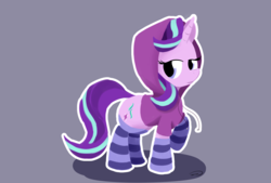 Size: 3496x2362 | Tagged: safe, artist:taurson, starlight glimmer, pony, unicorn, g4, clothes, female, high res, hoodie, mare, raised hoof, simple background, socks, solo, striped socks