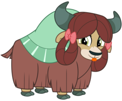 Size: 3500x2900 | Tagged: safe, artist:cheezedoodle96, yona, yak, g4, school daze, .svg available, :p, cloven hooves, cute, female, high res, looking at you, monkey swings, silly, simple background, smiling, solo, svg, tongue out, transparent background, vector, yonadorable