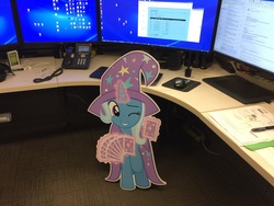 Size: 3264x2448 | Tagged: safe, artist:ramivic, trixie, g4, cardboard cutout, computer, cut-out, high res, irl, photo