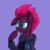 Size: 1000x1000 | Tagged: safe, artist:vale-bandicoot96, tempest shadow, pony, g4, my little pony: the movie, :p, broken horn, clothes, drool, drool string, eye scar, female, hoodie, horn, purple background, raised hoof, scar, silly, simple background, solo, tongue out