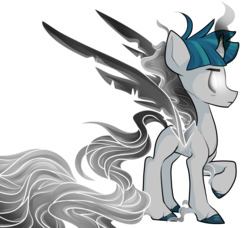 Size: 3320x3024 | Tagged: safe, artist:heyerika, pony of shadows, stygian, alicorn, pony, g4, artificial wings, augmented, dark magic, darkness, evil, flowing mane, glowing eyes, high res, magic, magic wings, male, raised hoof, simple background, solo, transparent background, unshorn fetlocks, wings