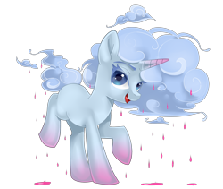 Size: 5376x4528 | Tagged: safe, artist:mlpdarksparx, oc, oc only, oc:ruby rain, pony, unicorn, cloud, cloud mane, colored pupils, female, looking at you, mare, rain, raised hoof, raised leg, simple background, solo, transparent background