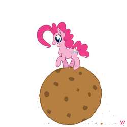 Size: 1200x1200 | Tagged: safe, artist:yakoshi, pinkie pie, earth pony, pony, g4, 30 minute art challenge, cookie, female, food, grin, smiling, solo