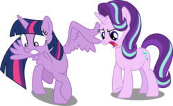 Size: 11151x6841 | Tagged: safe, artist:decprincess, starlight glimmer, twilight sparkle, alicorn, pony, unicorn, g4, school daze, absurd resolution, duo, duo female, female, simple background, transparent background, twilight sparkle (alicorn), vector