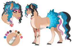 Size: 1265x860 | Tagged: safe, artist:bijutsuyoukai, oc, oc only, oc:multicolor, earth pony, pony, bust, clothes, female, mare, portrait, simple background, solo, tongue out, transparent background, tutu