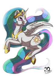 Size: 1000x1371 | Tagged: safe, artist:xaneas, princess celestia, alicorn, pony, g4, female, horn, mare, regalia, simple background, solo, white background, wings