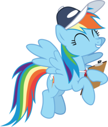 Size: 1776x2080 | Tagged: safe, artist:frownfactory, rainbow dash, pegasus, pony, g4, school daze, .svg available, baseball cap, cap, clipboard, coach, coach rainbow dash, cute, dashabetes, eyes closed, female, hat, mare, simple background, solo, svg, transparent background, vector, whistle, wings