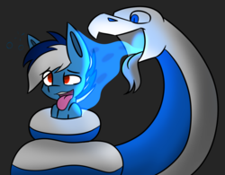 Size: 1280x1000 | Tagged: safe, artist:askhypnoswirl, oc, oc only, earth pony, pony, snake, ahegao, coils, earth pony oc, fetish, gray background, hypnosis, kaa eyes, open mouth, simple background, soul vore, swirly eyes, tongue out, vore, ych result