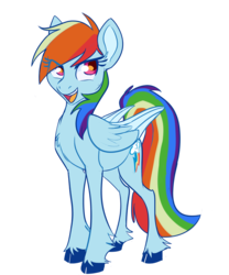 Size: 3500x4200 | Tagged: safe, artist:meow286, rainbow dash, pegasus, pony, g4, chest fluff, female, high res, leg fluff, mare, open mouth, simple background, smiling, solo, transparent background, unshorn fetlocks