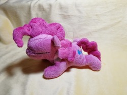 Size: 1024x768 | Tagged: safe, artist:king-franchesco, pinkie pie, earth pony, pony, g4, eyes closed, irl, photo, plushie, solo, watermark