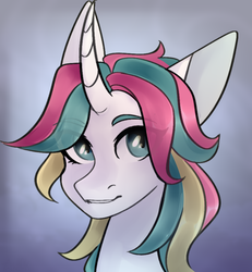 Size: 821x887 | Tagged: safe, artist:kazanzh, oc, oc only, pony, unicorn, bust, female, mare, portrait, solo