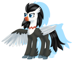 Size: 2265x1910 | Tagged: safe, artist:spokenmind93, oc, oc only, classical hippogriff, hippogriff, classical hippogriffied, female, hippogriffied, pokémon, ponymon, shadow, signature, simple background, solo, species swap, spread wings, transparent background, trumbeak, wings