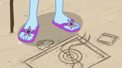 Size: 1220x684 | Tagged: safe, edit, trixie, equestria girls, g4, my little pony equestria girls: better together, 1000 hours in ms paint, feet, flip-flops, legs, pictures of legs, sandals, solo