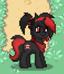 Size: 232x265 | Tagged: safe, oc, oc only, pony, unicorn, pony town, edgy, pixel art, red and black oc, solo
