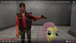 Size: 1366x768 | Tagged: safe, fluttershy, g4, 3d, gmod, smexual, sniper, sniper (tf2), team fortress 2, youtube link