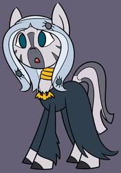 Size: 629x896 | Tagged: safe, artist:cuttycommando, artist:icicle-niceicle-1517, zecora, pony, zebra, g4, luna eclipsed, clothes, colored, costume, cute, female, jewelry, necklace, nightmare night, nightmare night costume, simple background, solo, wig, zecorable