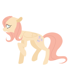 Size: 900x900 | Tagged: safe, artist:merulae-aspectu, fluttershy, pegasus, pony, g4, female, floppy ears, folded wings, looking at you, looking sideways, mare, profile, raised hoof, simple background, solo, standing, transparent background, wings