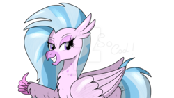 Size: 1024x576 | Tagged: safe, artist:susanzx2000, silverstream, classical hippogriff, hippogriff, g4, school daze, season 8, female, simple background, solo, thumbs up, transparent background