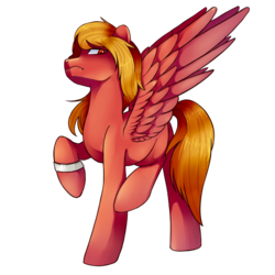 Size: 1024x1024 | Tagged: safe, artist:chloeprice228, oc, oc only, oc:rubi, pegasus, pony, looking back, male, simple background, solo, spread wings, stallion, transparent background, walking, wings