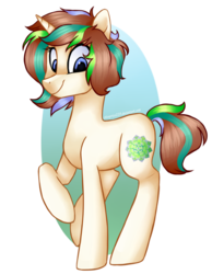 Size: 1024x1322 | Tagged: safe, artist:chloeprice228, oc, oc only, oc:echeveria, pony, unicorn, cute, female, looking down, mare, raised hoof, simple background, smiling, solo, transparent background