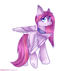 Size: 1024x1024 | Tagged: safe, artist:chloeprice228, oc, oc only, pegasus, pony, collar, commission, cute, female, looking back, mare, open mouth, simple background, solo, spread wings, transparent background, walking, wings