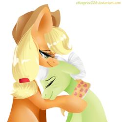 Size: 1024x1024 | Tagged: safe, artist:chloeprice228, applejack, granny smith, earth pony, pony, g4, cute, duo, eyes closed, female, lidded eyes, mare, simple background, transparent background
