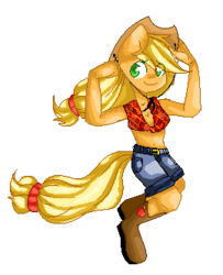 Size: 270x333 | Tagged: safe, artist:chloeprice228, applejack, earth pony, anthro, g4, clothes, female, simple background, solo, transparent background