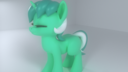 Size: 1920x1080 | Tagged: safe, artist:santiblocks, lyra heartstrings, pony, g4, 3d, eyes closed, female, missing cutie mark, simple background, solo, white background