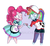 Size: 1909x1740 | Tagged: safe, artist:drawbauchery, pinkie pie, rainbow dash, coinky-dink world, epic fails, equestria girls, g4, my little pony equestria girls: summertime shorts, ball, clothes, cute, female, hat, holding hands, lesbian, looking at each other, one eye closed, open mouth, raised eyebrow, server pinkie pie, ship:pinkiedash, shipping, smiling, waitress, watermark, wink