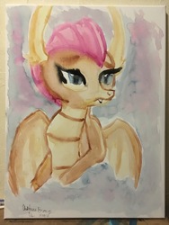 Size: 3024x4032 | Tagged: safe, artist:chiptunebrony, smolder, dragon, g4, school daze, season 8, bust, canvas, dragoness, female, photo, portrait, traditional art, watercolor painting