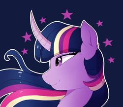 Size: 2740x2382 | Tagged: safe, artist:emera33, twilight sparkle, alicorn, pony, g4, curved horn, female, high res, horn, mare, smiling, solo, twilight sparkle (alicorn)