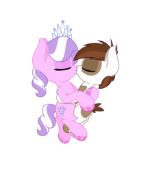 Size: 4331x5006 | Tagged: safe, anonymous artist, diamond tiara, pipsqueak, earth pony, pony, g4, absurd resolution, colored hooves, colt, cuddling, duo, eyes closed, female, filly, foal, hoof polish, hug, kiss on the lips, kissing, male, nail polish, piptiara, shipping, simple background, straight, transparent background
