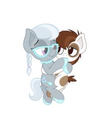 Size: 4331x5006 | Tagged: safe, anonymous artist, pipsqueak, silver spoon, earth pony, pony, g4, absurd resolution, colt, cuddling, female, fetish, filly, glasses, hoof fetish, hoof polish, hoof sucking, hug, male, nail polish, silversqueak, simple background, transparent background