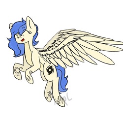 Size: 1500x1500 | Tagged: safe, artist:mlpcreationist, oc, oc only, oc:windrunner, pegasus, pony, flying, happy, large wings, smiling, solo, wings