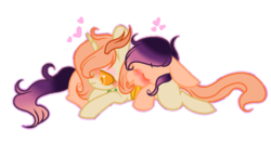 Size: 982x513 | Tagged: safe, artist:bat-b0y, artist:themisslittledevil, oc, oc only, oc:honey bug, oc:saya, changedling, changeling, pony, base used, cuddling, female, simple background, transparent background