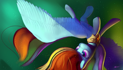 Size: 4464x2550 | Tagged: safe, artist:auroriia, rainbow dash, pegasus, pony, g4, element of loyalty, female, high res, mare, smiling, solo