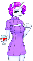 Size: 2148x3933 | Tagged: safe, artist:amberpendant, rarity, unicorn, anthro, g4, clothes, female, high res, open-chest sweater, solo, sweater