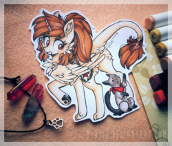 Size: 1236x1046 | Tagged: safe, artist:tay-niko-yanuciq, oc, oc only, oc:katya ironstead, cat, sphinx, blushing, chest fluff, cute, fluffy, paw pads, paws, pet, ponytail, red eyes, solo, traditional art, underpaw
