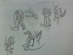 Size: 1600x1200 | Tagged: safe, artist:alltheworldbronyf, gallus, silverstream, smolder, classical hippogriff, dragon, griffon, hippogriff, g4, season 8, graph paper, size difference, smiling, that hippogriff sure does love stairs, traditional art